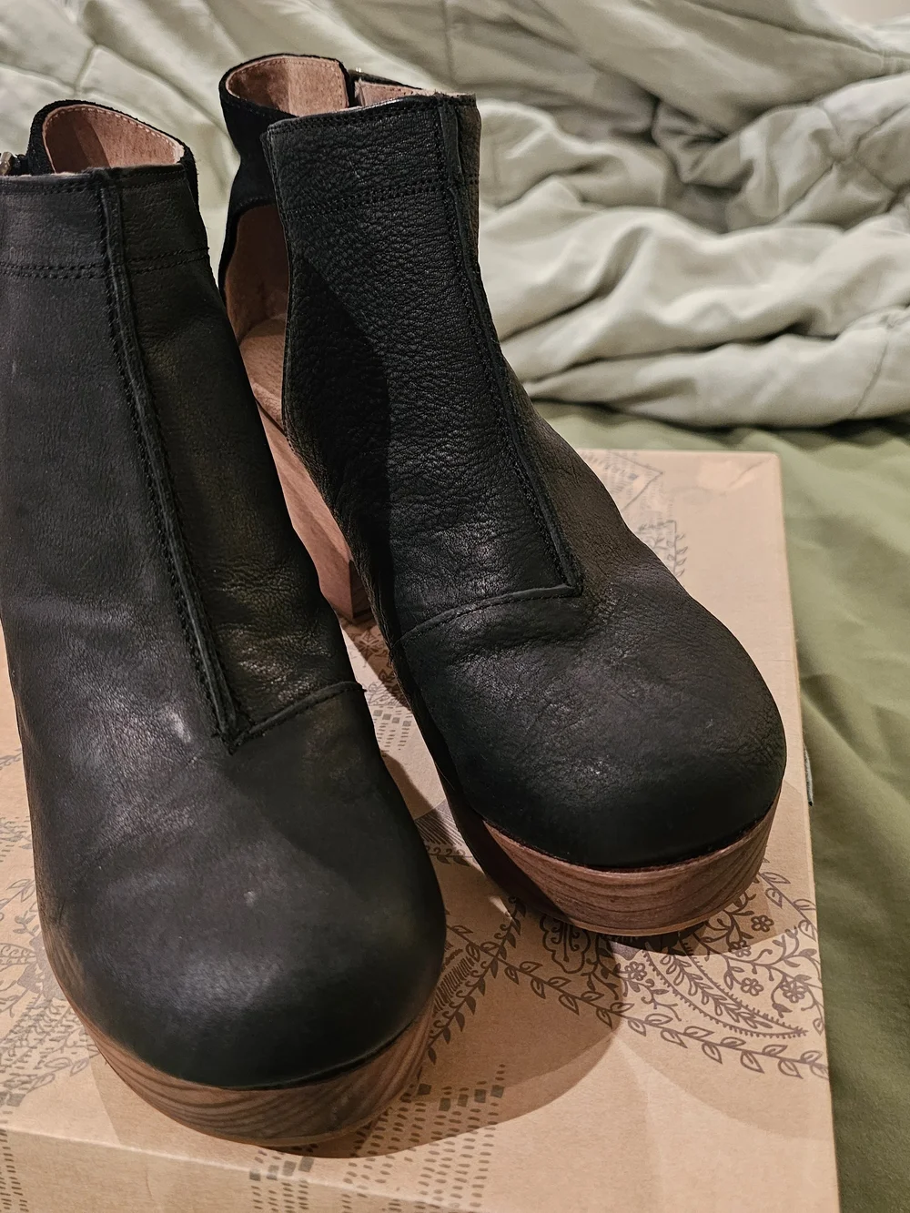 Free People Black Platform Cutout Ankle Clog with Wood-Effect Heel Size EU 40 - Picture 5 of 10